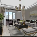 Elegant Large White Multi Seater Sofa In Bright Neoclassical Living Room Interior Decoration