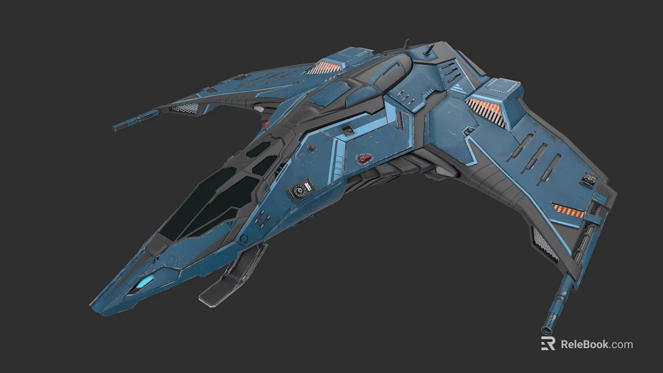 Futuristic Blue Sci Fi Car With Sleek Design And Wing Like Structures 3d model 