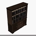 Wooden Bookshelf With Multiple Shelves Drawers And Cabinet Doors Filled With Books