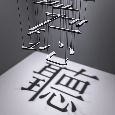 Modern Geometric Metal Chandelier With Hanging Elements And Shadow Projection Design 3d model