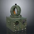 Vintage Green Mechanical Device With Circular Top Square Base Gauges And Knobs