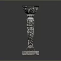Natural Landscape With Gray Stone Carved Column Featuring Bowl Top And Square Base