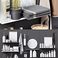 Stylish Bathroom Accessories With Shelves Towel Rack Towels Bottles And Mirror Decor