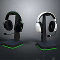 Computer Gaming Headsets With Microphone Black And White RGB Stand Mount Design