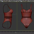 Stylish Orange One Piece Swimsuit With Spaghetti Straps and Waist Belt With Golden Buckle Design
