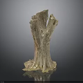 Tree Stump Decorative Sculpture With Natural Wood Texture And Golden Accents