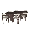 Modern Wooden Dining Table Set With Upholstered Chairs And Sleek Design 3d model