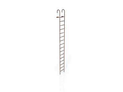 Durable Metal Ladder with Hook Design Brown Copper Finish Upright Standing 3d model