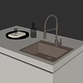 Modern Luxury Kitchen Sink With Brushed Gold Faucet And Countertop Tray Glass Decor