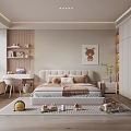 Modern Kids Room Interior Design With Bed Desk Bookshelf And Toys