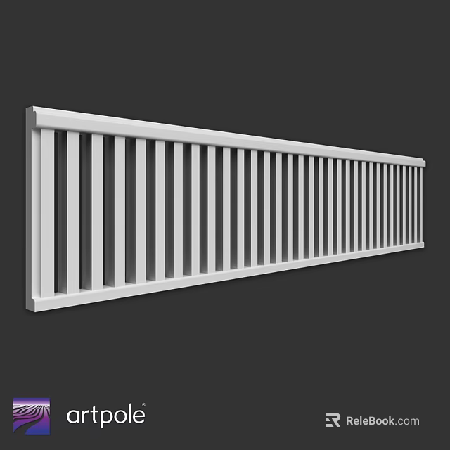 White Railing Component With Long Vertical Bars And Modern Sleek Design 3d model 