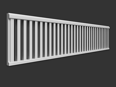 White Railing Component With Long Vertical Bars And Modern Sleek Design 3d model