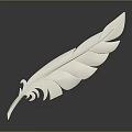 White Feather With Detailed Texture On Gray Gradient Background And Reflection 3d model