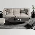 Modern Sofa and Coffee Table Set with Decorative Pillows Side Tables and Gray Rug