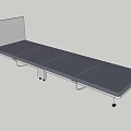 Foldable Metal Frame Bed With Blue Mattress And Rolling Wheels Design 3d model