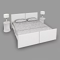 Modern Double Bed With Leather Headboard White Bedding And Bedside Table Lamps 3d model