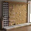 Fun Kids Play Area With Wooden Climbing Wall Ladder Climbing Holds And Safety Mats