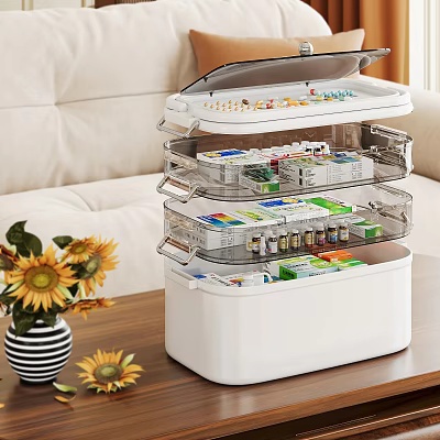Multi Layer Transparent Drawer Medicine Storage Box Organizing Pills Medical Supplies In Living Room 3d model