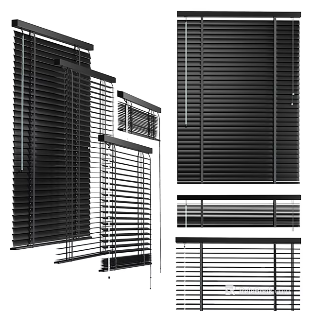 Variety Of Black Blinds Design For Windows 3d model 