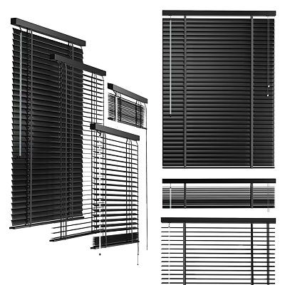Variety Of Black Blinds Design For Windows 3d model