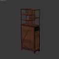 Wooden Bookcase With Multiple Shelves And Lattice Door Cabinet In Classic Style