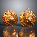 Golden Circular Home Decorative Pendant With Parrot And Leaf Engraved Design
