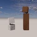 Brown and White Outdoor Lights with Stacked Cube Design and Warm Glow
