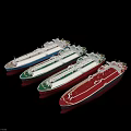Row of Oil Tanker Ships with Colored Hulls Arranged Side by Side