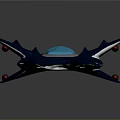 Futuristic Blue Spaceship With Streamlined Design Transparent Cockpit And Red Indicator Lights