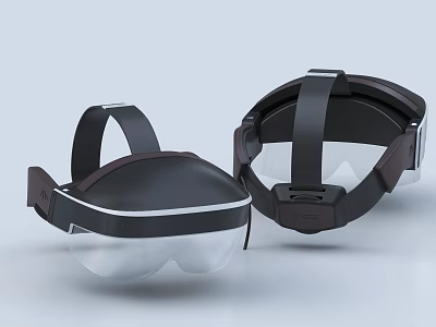Modern VR Headsets Design With Black Head Straps And Transparent Lenses For Immersive Computer Experience 3d model