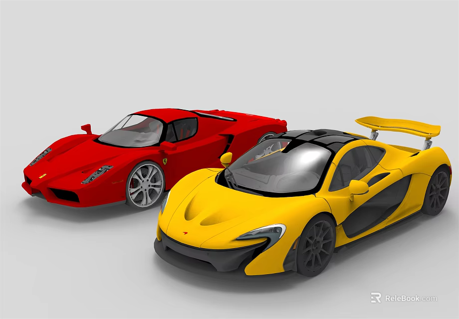 Electric Toy Racing Cars With Red And Yellow Sports Model Design For Kids 3d model 