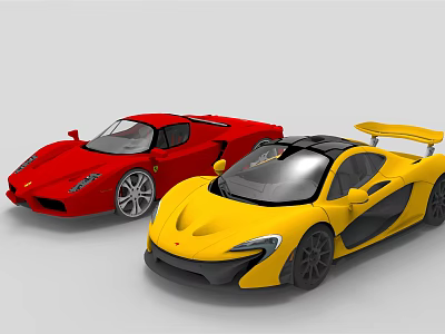 Electric Toy Racing Cars With Red And Yellow Sports Model Design For Kids 3d model