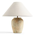 Rustic Table Lamp With Ivory Fabric Shade And Textured Terracotta Base 3d model