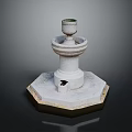 Stone Fountain Sculpture with Tiered Design Octagonal Base and Decorative Bowl Top