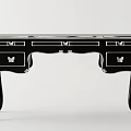 Elegant Black Desk With Silver Accents Butterfly Decor Drawers And Curved Legs