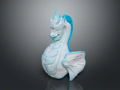 Game And Movie Fantasy Character Dragon Seahorse Hybrid With White Blue Scales And Horns 3d model