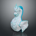 Game And Movie Fantasy Character Dragon Seahorse Hybrid With White Blue Scales And Horns