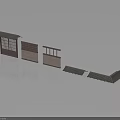 Traditional Chinese Architectural Components With Roof Tiles Wooden Grilles And Railings