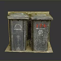 Double Household Trash Bins With Red Text Labels For Home Daily Use