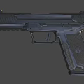 Man Holding Modern Black Pistol With Green Sight And Textured Grip