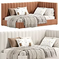Modern Kids Bed With Upholstered Headboard And Decorative Animal Pillows