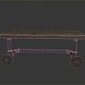 Sturdy Industrial Storage Shelf with Wooden Top and Metal Frame on Wheels