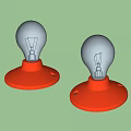 Two Transparent Light Bulbs With Red Bases On White Background