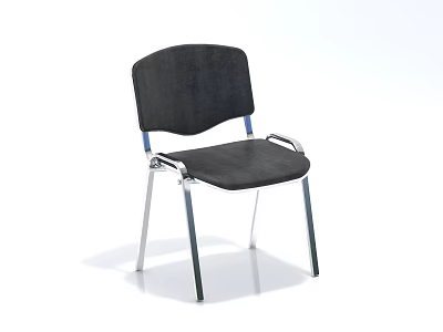 Modern Black Dining Chair With Fabric Seat Backrest And Metal Frame Design 3d model
