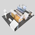 Modern Exhibition Space Design With White Building Glass Elements And Interior Lighting 3d model