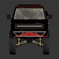 Modern Off Road Truck With Red Black White Geometric Design And Large Wheels