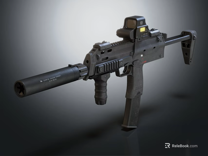 Black Tactical Rifle with Scope Silencer and Ergonomic Grip Modern Design 3d model 