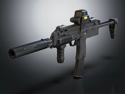 Black Tactical Rifle with Scope Silencer and Ergonomic Grip Modern Design 3d model