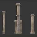 Classical Ancient Stone Columns And Decorative Architectural Pillars With Different Heights And Various Designs 3d model