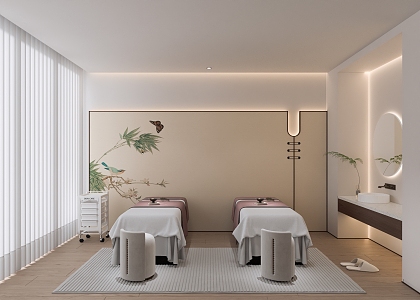 Modern New Chinese Beauty Salon Beauty SPA Room Dream Curtain 3d model